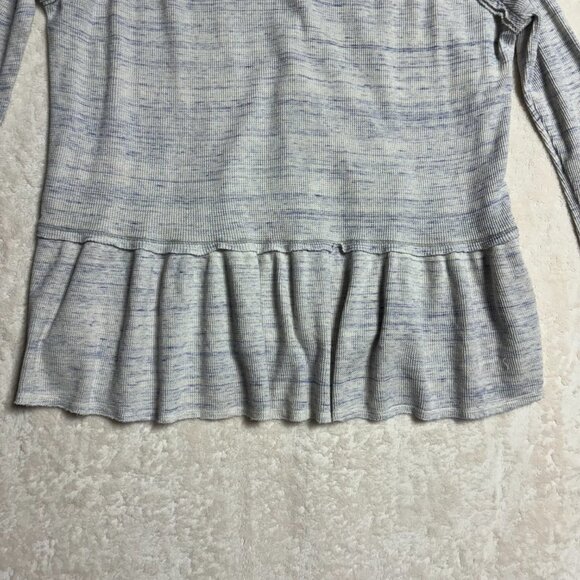 We The Free People Womens Coastline Thermal Henley Small Waffle Peplum Top Blue - Picture 10 of 15